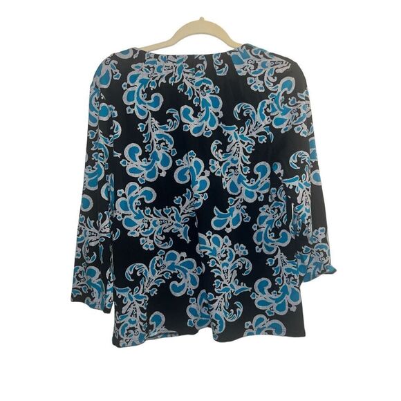 ✨Chicos Lace Jacquard Pleated Notch-Neck Sz 1 Top✨ - Picture 6 of 8